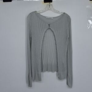 ABERCROMBIE & FITCH LARGE Gray Long Sleeve Ribbed Top